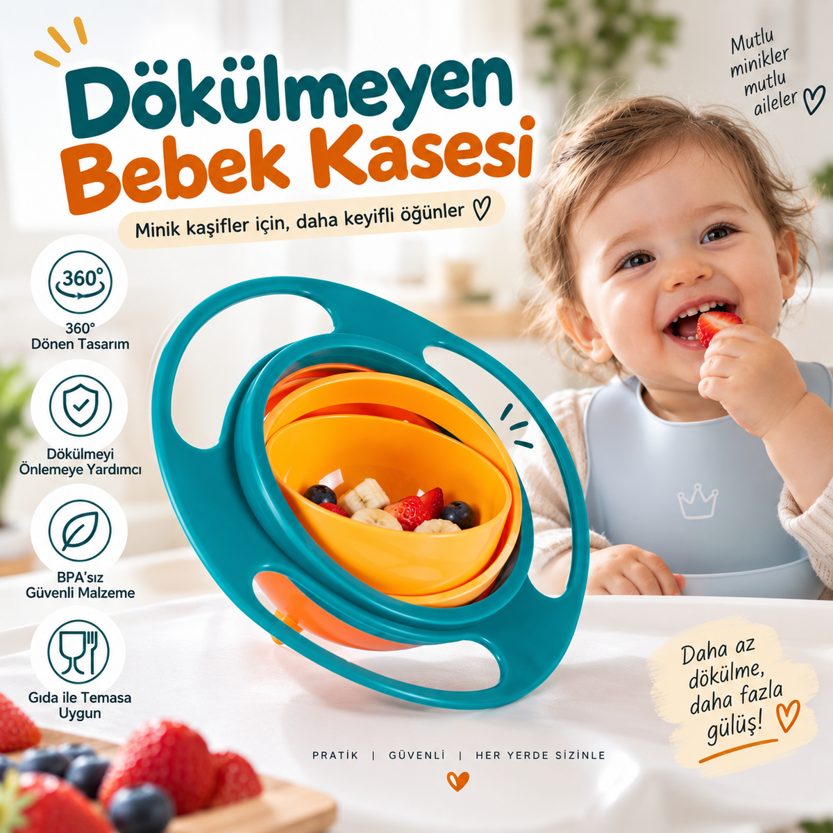 MinikLokma™ 360° Dökülmez Mama Kasesi